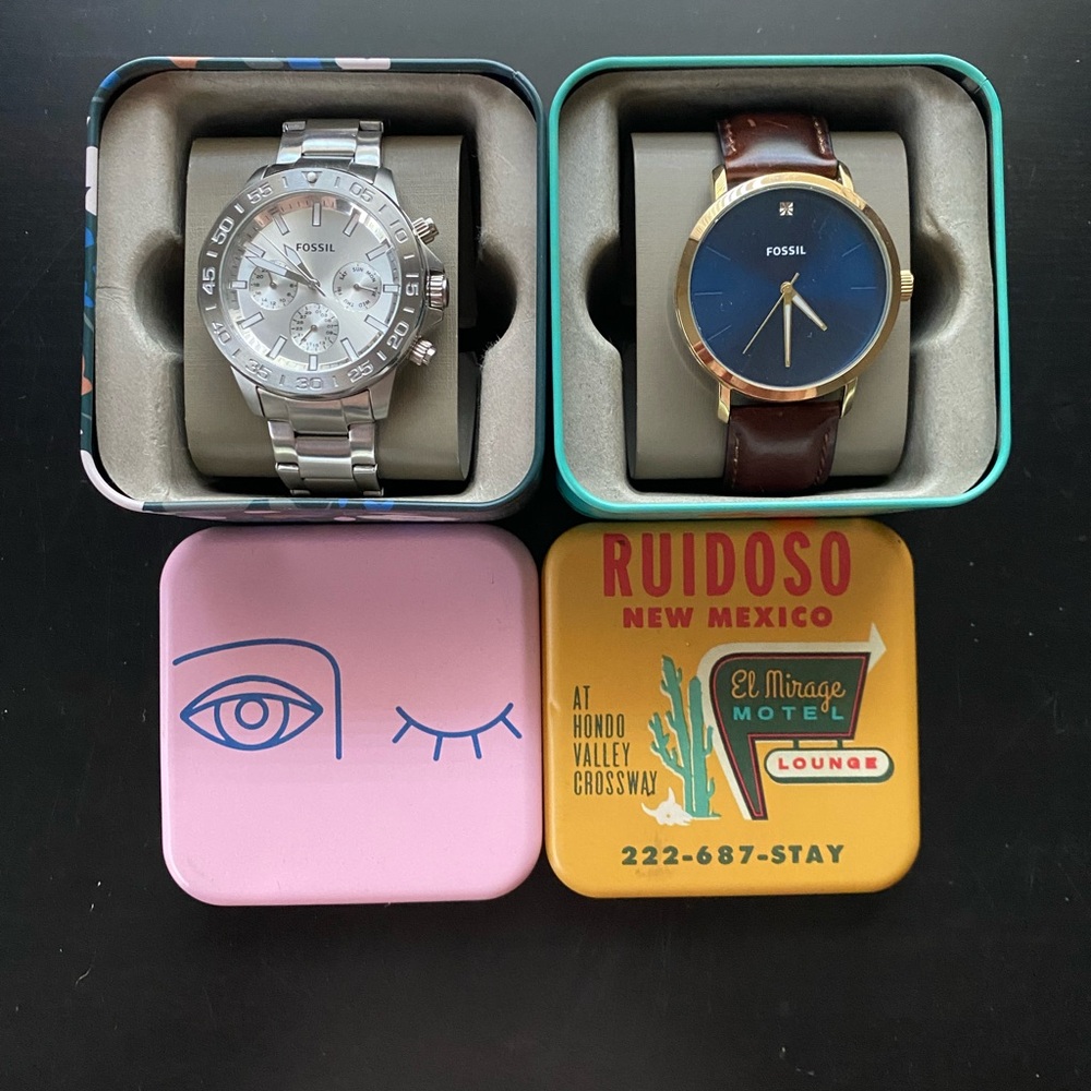 Two Fossil Watches with Collectible Boxes